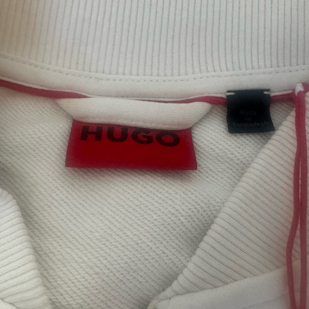 $158 HUGO By Hugo Boss Men’s Drochomber Bomber Jacket White Oversized Zip Small‎ - Picture 7 of 7